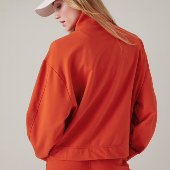 Athleta Lg Retroterry 1/4 Zip Sweatshirt Women’s Pumpkin Orange Athletic Boxy - Picture 2 of 11